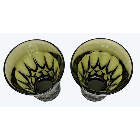 2 Noritake Perspective Green Glass 10 Ounce Flat Tumblers Glasses 4 7/8" - Picture 4 of 6